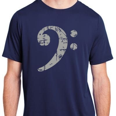 Bass Clef Vintage Gray Bass Players Adult ChromaSoft Performance T-Shirt