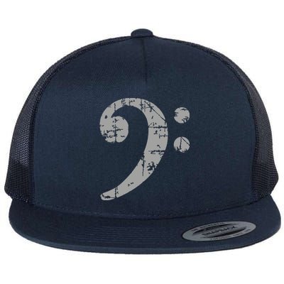 Bass Clef Vintage Gray Bass Players Flat Bill Trucker Hat