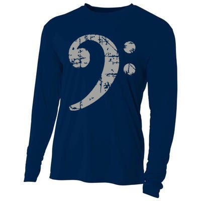 Bass Clef Vintage Gray Bass Players Cooling Performance Long Sleeve Crew