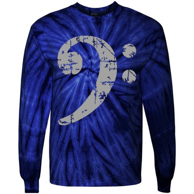 Bass Clef Vintage Gray Bass Players Tie-Dye Long Sleeve Shirt