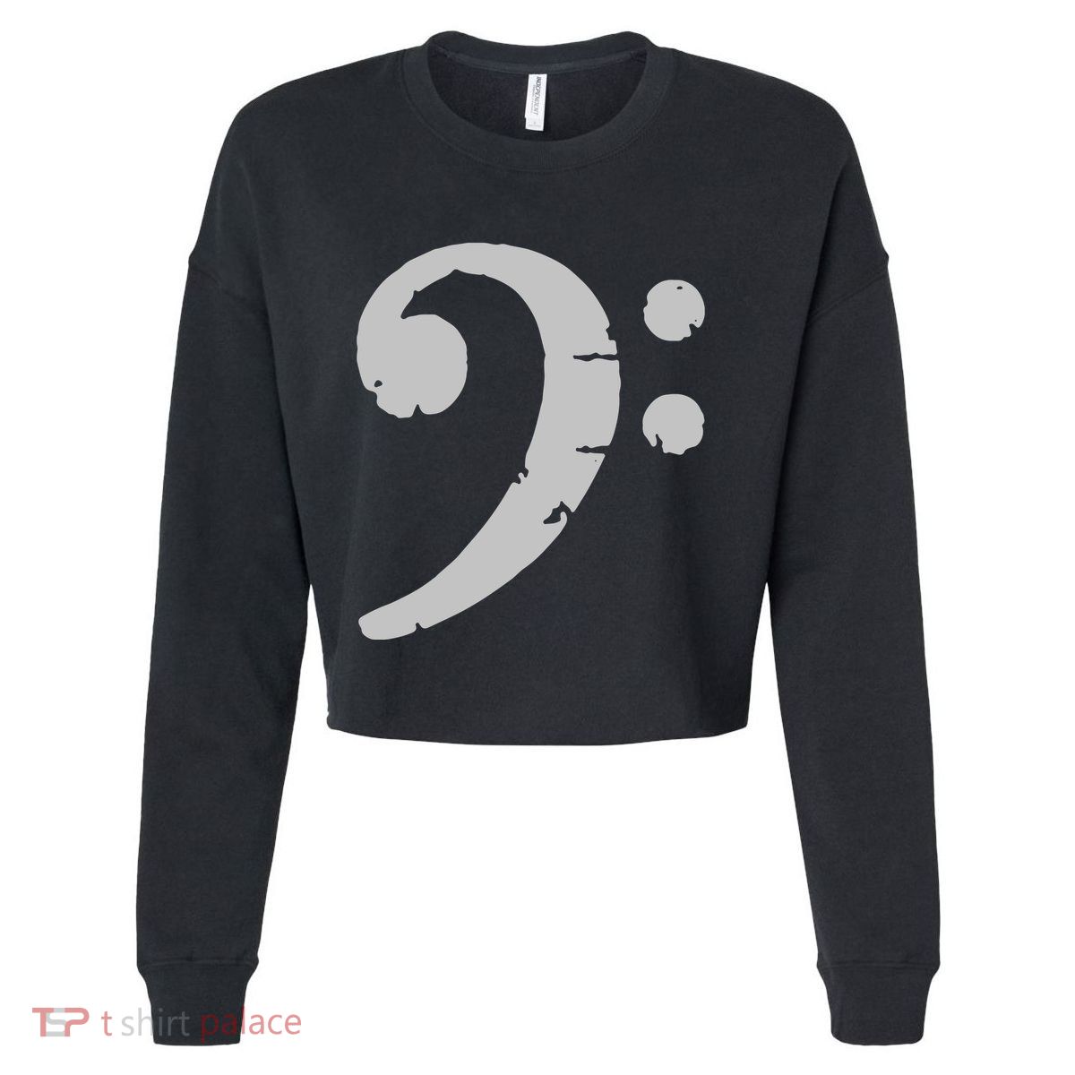 Bass Clef Vintage Gray Left Bassist Bass Player Cropped Pullover Crew