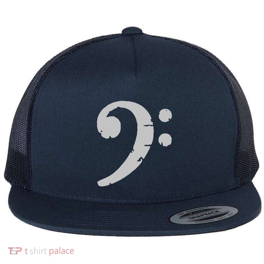 Bass Clef Vintage Gray Left Bassist Bass Player Flatbill Hat