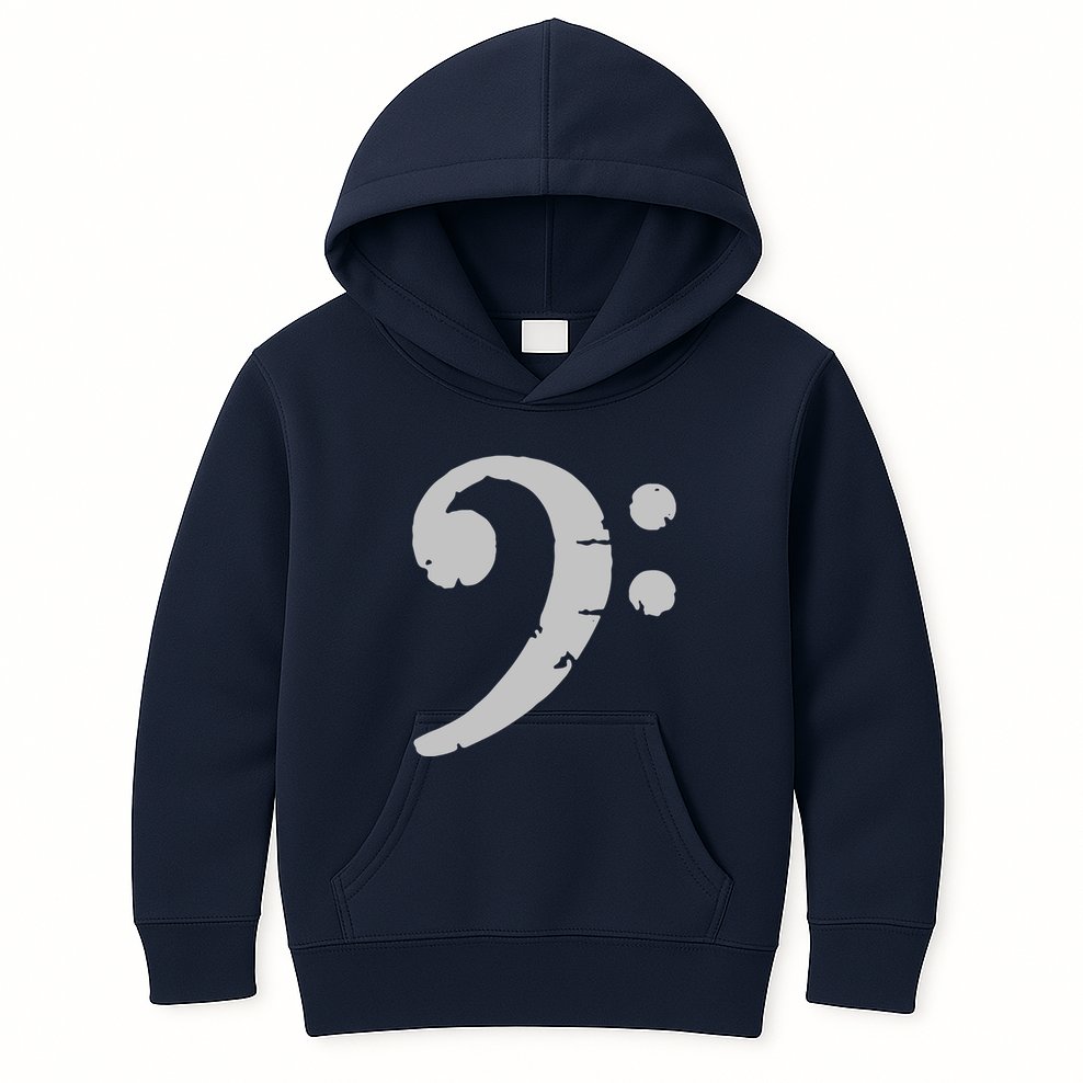 Bass Clef Vintage Gray Left Bassist Bass Player Kids Hoodie