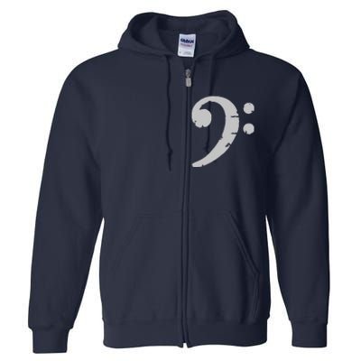 Bass Clef Vintage Gray Left Bassist Bass Player Full Zip Hoodie