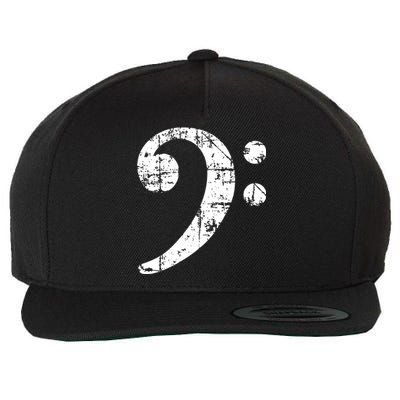 Bass Clef Vintage White Bassist Bass Player Wool Snapback Cap