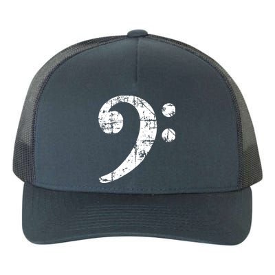 Bass Clef Vintage White Bassist Bass Player Yupoong Adult 5-Panel Trucker Hat