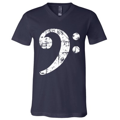 Bass Clef Vintage White Bassist Bass Player V-Neck T-Shirt