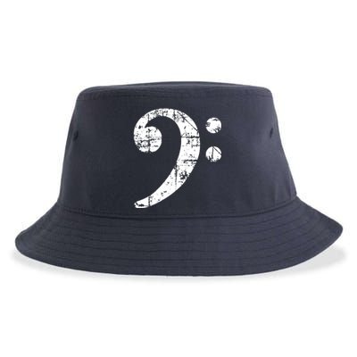 Bass Clef Vintage White Bassist Bass Player Sustainable Bucket Hat