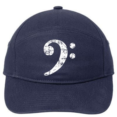 Bass Clef Vintage White Bassist Bass Player 7-Panel Snapback Hat