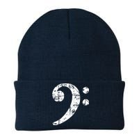 Bass Clef Vintage White Bassist Bass Player Knit Cap Winter Beanie