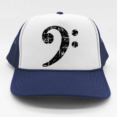 Bass Clef Vintage White Bassist Bass Player Trucker Hat