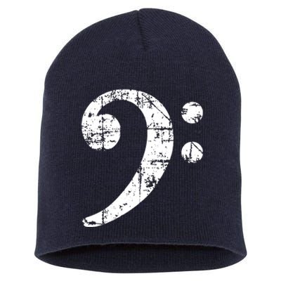 Bass Clef Vintage White Bassist Bass Player Short Acrylic Beanie