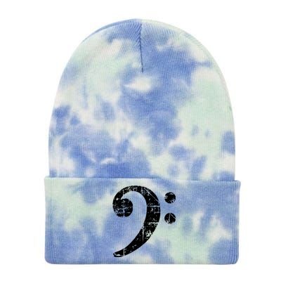 Bass Clef Vintage White Bassist Bass Player Tie Dye 12in Knit Beanie