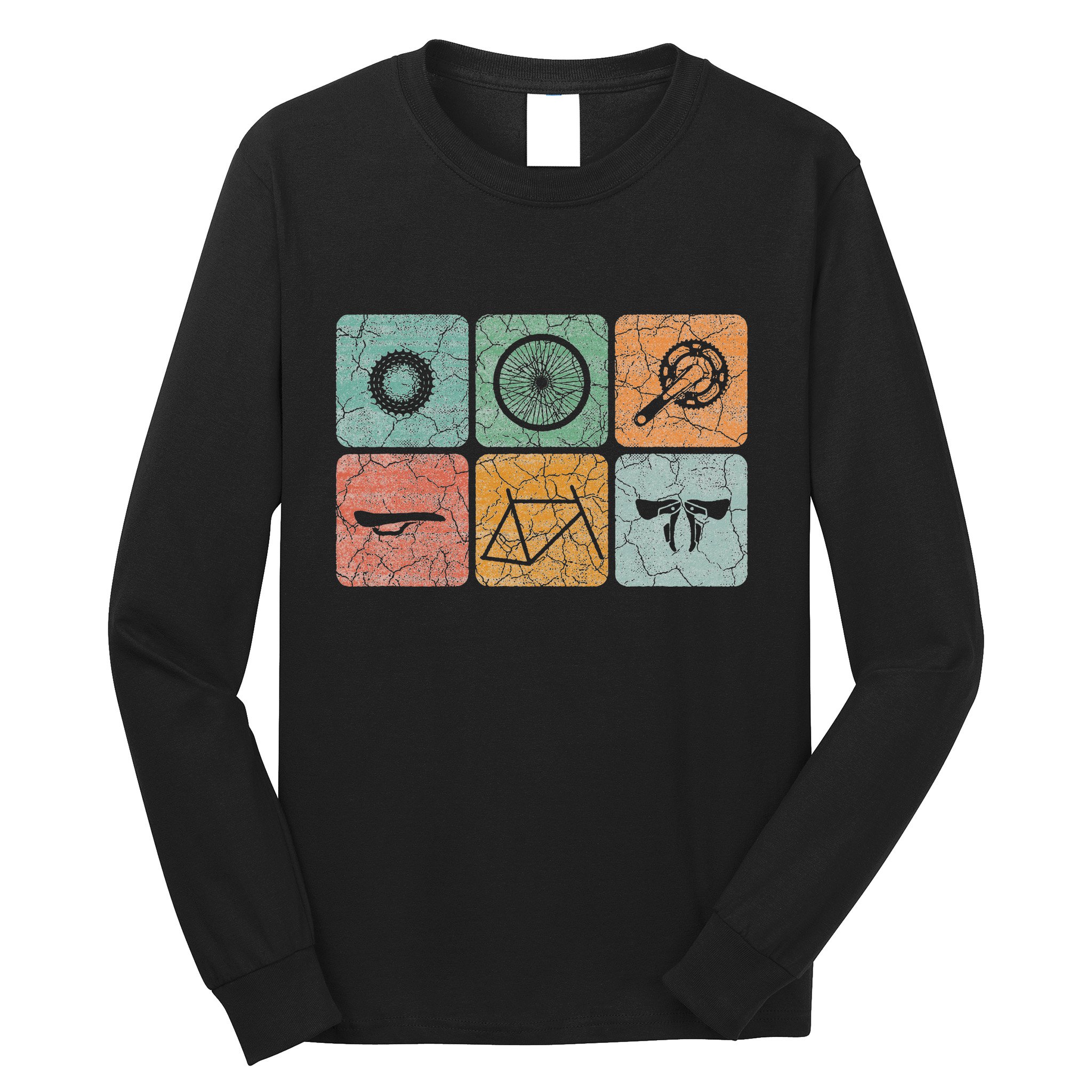Biking Cycling Vintage Bicycle Parts Cyclist Long Sleeve Shirt