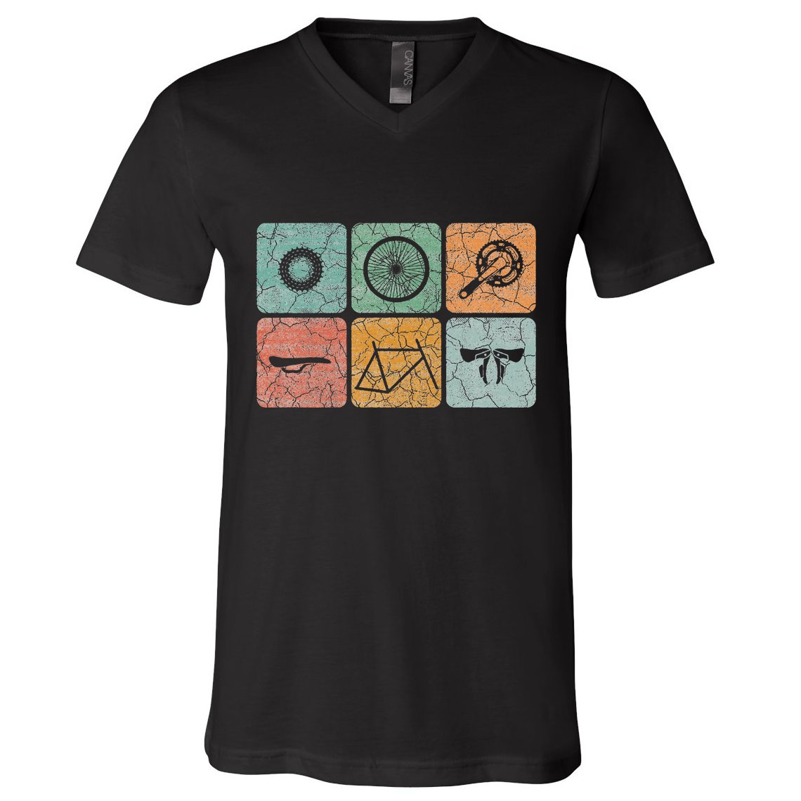 Biking Cycling Vintage Bicycle Parts Cyclist V-Neck T-Shirt