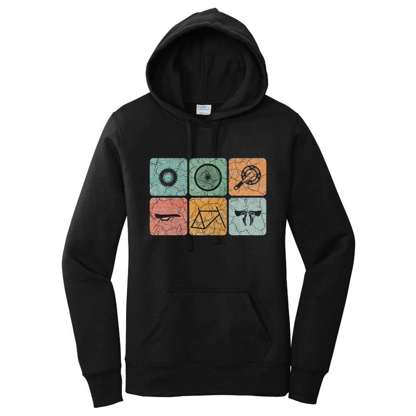 Biking Cycling Vintage Bicycle Parts Cyclist Women's Pullover Hoodie