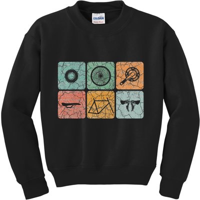 Biking Cycling Vintage Bicycle Parts Cyclist Kids Sweatshirt