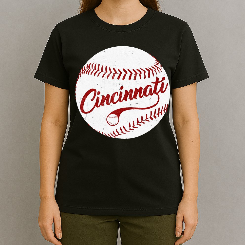 Baseball Cincinnati Vintage Ball Red Seam National Pastime T-Shirt