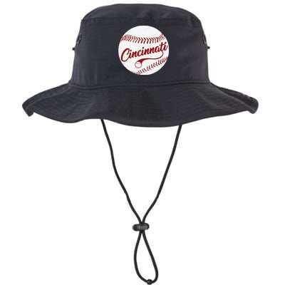 Baseball Cincinnati Vintage Ball Red Seam National Pastime Bucket Hat