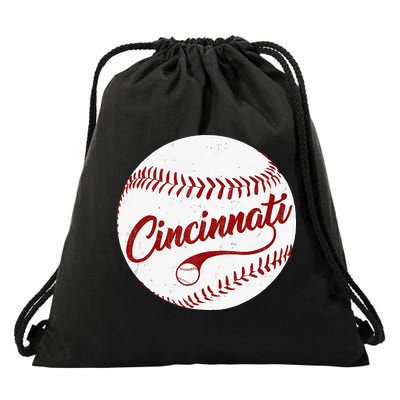 Baseball Cincinnati Vintage Ball Red Seam National Pastime Drawstring Bag