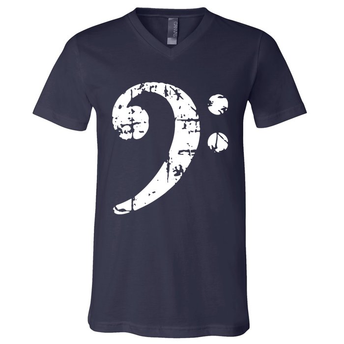 Bass Clef Vintage Bassist Bass Player V-Neck T-Shirt