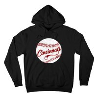 Baseball Cincinnati Vintage Ball Red Seam National Pastime Hoodie