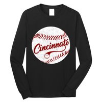 Baseball Cincinnati Vintage Ball Red Seam National Pastime Long Sleeve Shirt