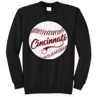 Baseball Cincinnati Vintage Ball Red Seam National Pastime Sweatshirt