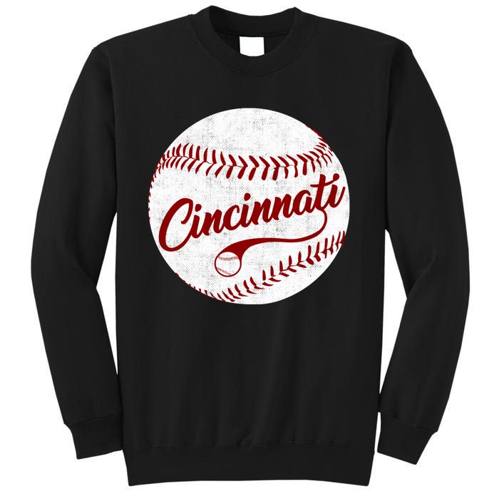 Baseball Cincinnati Vintage Ball Red Seam National Pastime Sweatshirt