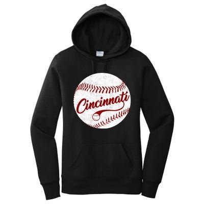 Baseball Cincinnati Vintage Ball Red Seam National Pastime Women's Pullover Hoodie