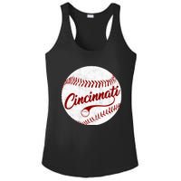 Baseball Cincinnati Vintage Ball Red Seam National Pastime Ladies PosiCharge Competitor Racerback Tank