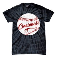 Baseball Cincinnati Vintage Ball Red Seam National Pastime Tie-Dye T-Shirt