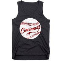 Baseball Cincinnati Vintage Ball Red Seam National Pastime Tank Top