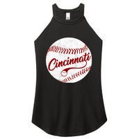 Baseball Cincinnati Vintage Ball Red Seam National Pastime Women’s Perfect Tri Rocker Tank