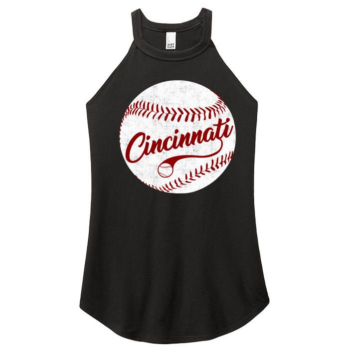 Baseball Cincinnati Vintage Ball Red Seam National Pastime Women’s Perfect Tri Rocker Tank