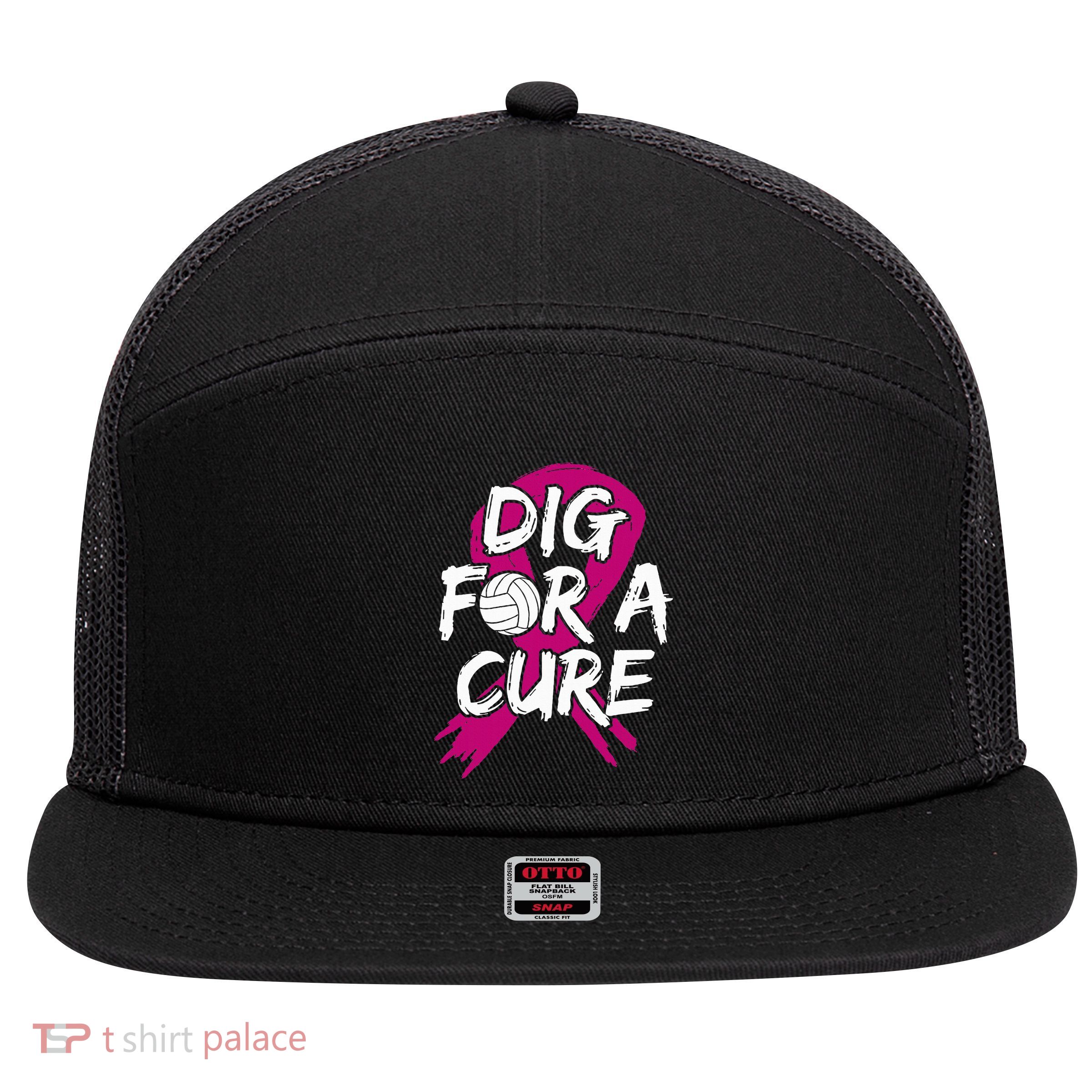 Breast Cancer Volleyball P.I.N.K Ribbon Surgery Carcinoma 7 Panel Mesh Trucker Snapback Hat