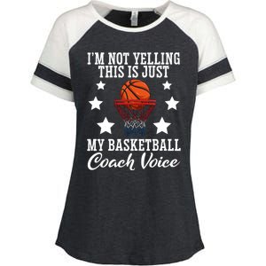 Basketball Coach Voice I'm Not Yelling Coaches Coaching Gift Enza Ladies Jersey Colorblock Tee