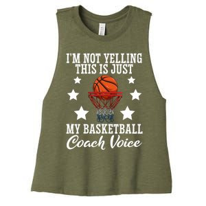 Basketball Coach Voice I'm Not Yelling Coaches Coaching Gift Women's Racerback Cropped Tank