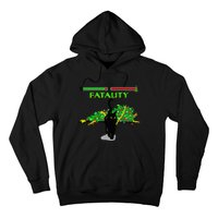 Black Cat Vs Christmas Tree Retro Video Fighting Game Funny Hoodie