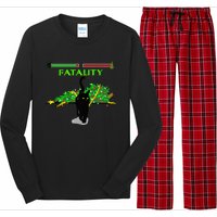 Black Cat Vs Christmas Tree Retro Video Fighting Game Funny Long Sleeve Pajama Set