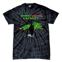 Black Cat Vs Christmas Tree Retro Video Fighting Game Funny Tie-Dye T-Shirt