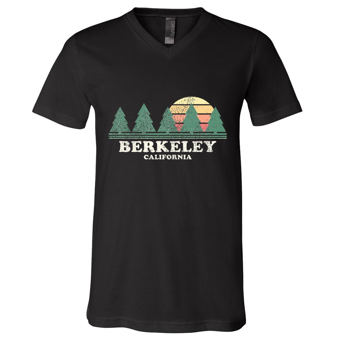 Berkeley Ca Vintage Throwback Retro 70s Design V-Neck T-Shirt