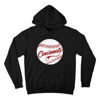 Baseball Cincinnati Vintage Ball Red Seam National Pastime Hoodie