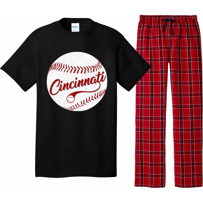 Baseball Cincinnati Vintage Ball Red Seam National Pastime Pajama Set