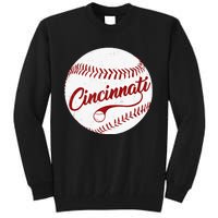 Baseball Cincinnati Vintage Ball Red Seam National Pastime Tall Sweatshirt