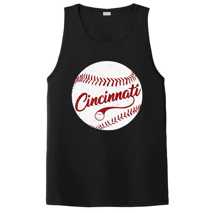 Baseball Cincinnati Vintage Ball Red Seam National Pastime PosiCharge Competitor Tank