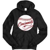 Baseball Cincinnati Vintage Ball Red Seam National Pastime Tie Dye Hoodie