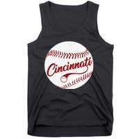 Baseball Cincinnati Vintage Ball Red Seam National Pastime Tank Top