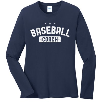 Baseball Coach Vintage Baseball Ladies Long Sleeve Shirt