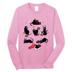 Black Cat Valentine Shirts Cat Valentines Day Cat Mom Valentines Long Sleeve Shirt